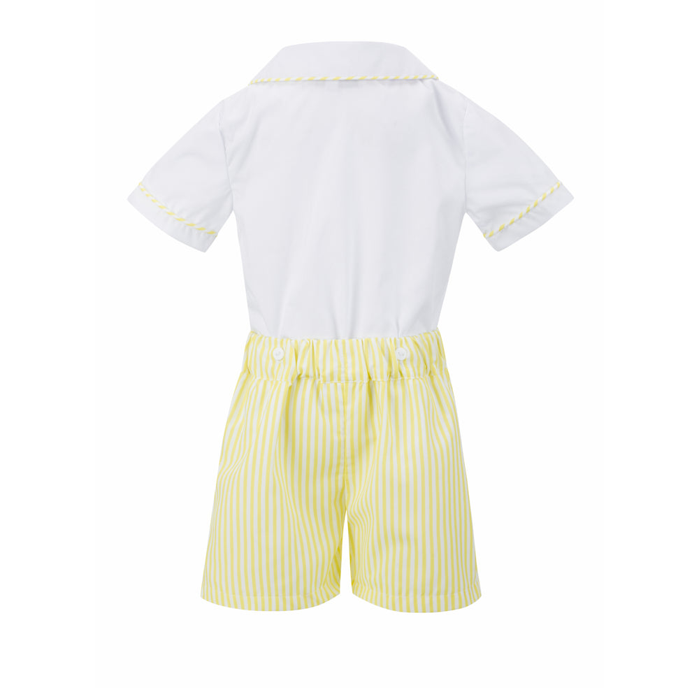 Boy's Hand Smocked Yellow Buster Suit