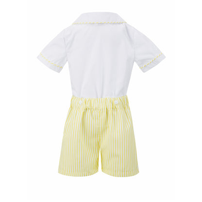 Boy's Hand Smocked Yellow Buster Suit