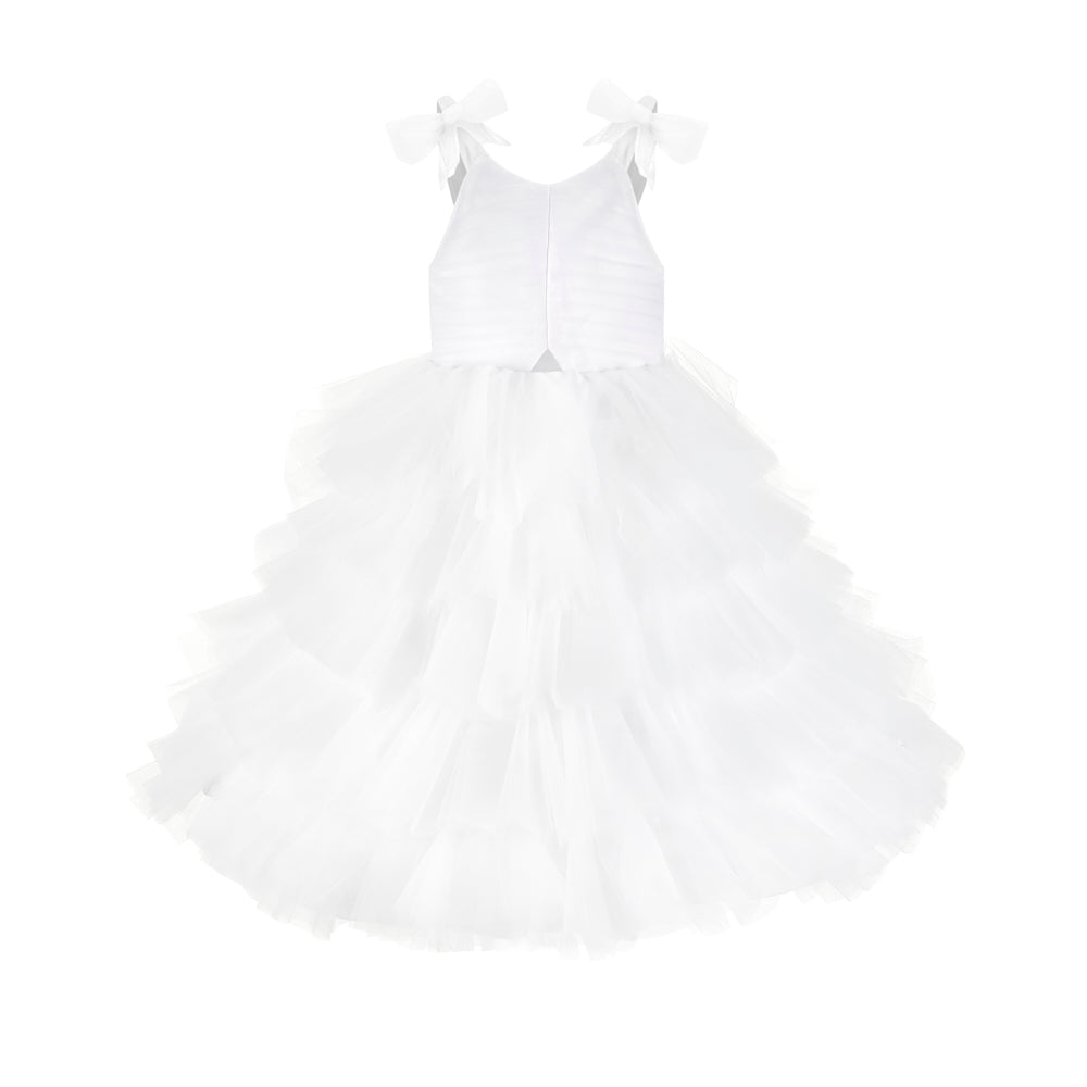 Layered tulle occasion dress white