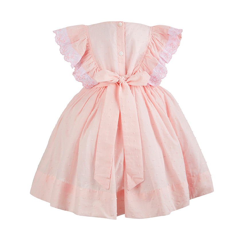 Peach Plumeti Frill Dress