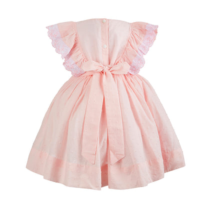 Peach Plumeti Frill Dress