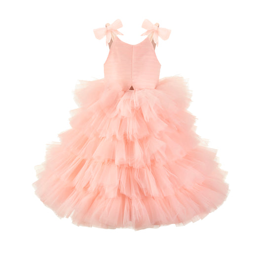 Layered tulle occasion dress pink