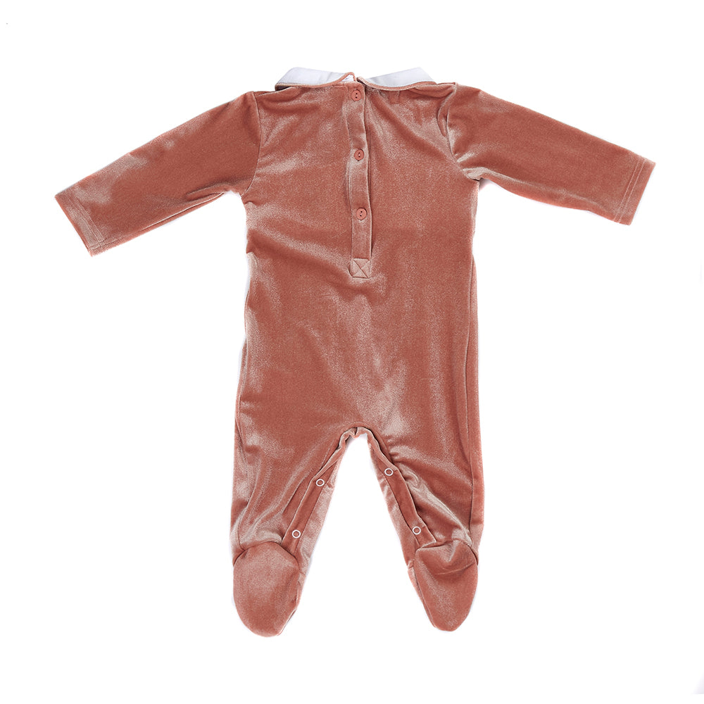Hand smocked babygrow blush pink