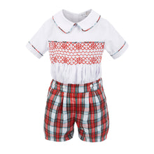 Load image into Gallery viewer, Boy&#39;s Hand Smocked tartan set
