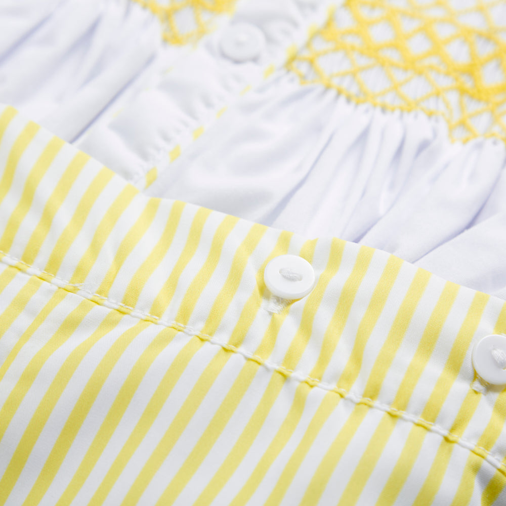 Boy's Hand Smocked Yellow Buster Suit